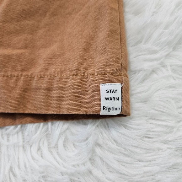 Rhythm Women's Light Brown Zip Up Longline Hooded Utility Jacket. Size XL - Picture 6 of 11